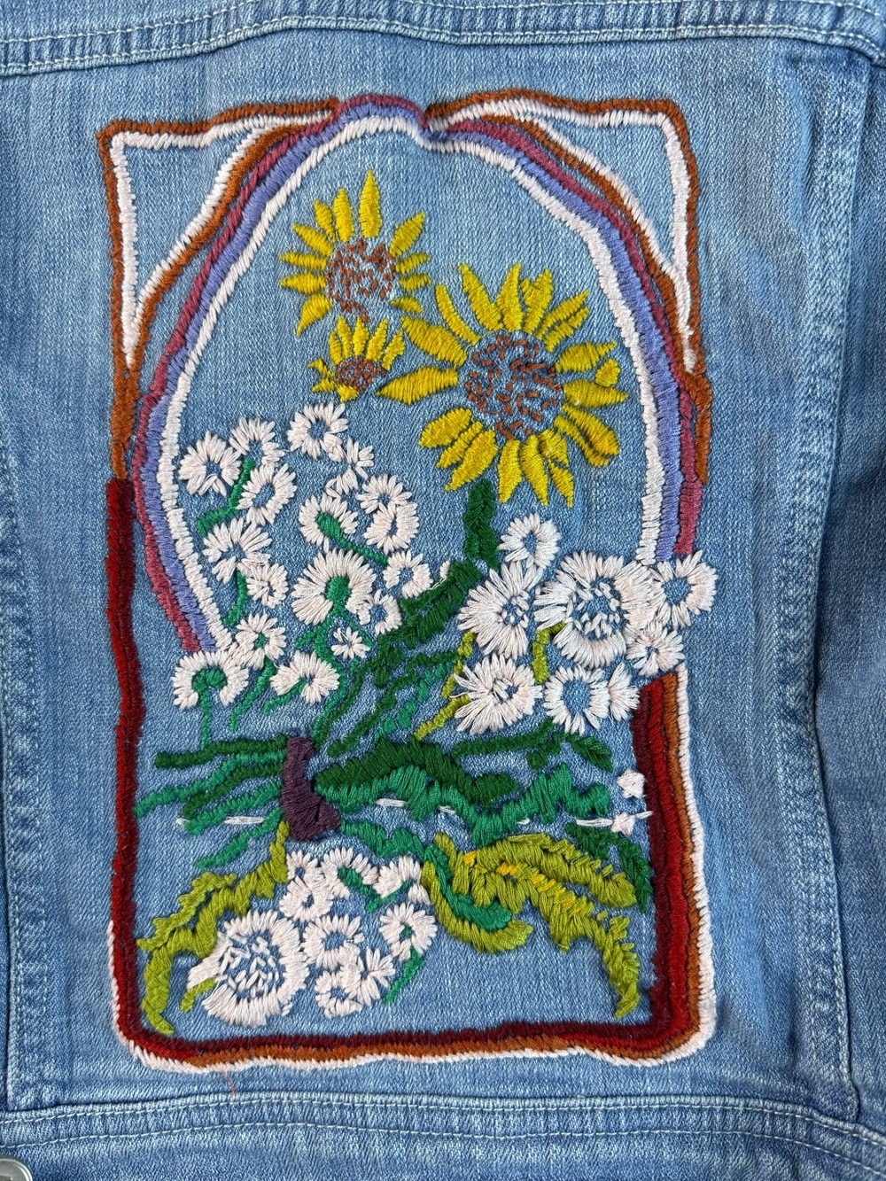 Pilcro Anthropologie Embroidered Floral Denim Jacket Size Small - Picture 5 of 15